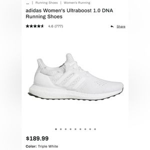 NEVER WORN-with box, Women’s Size 8.5 Adidas Ultraboost White Sneakers